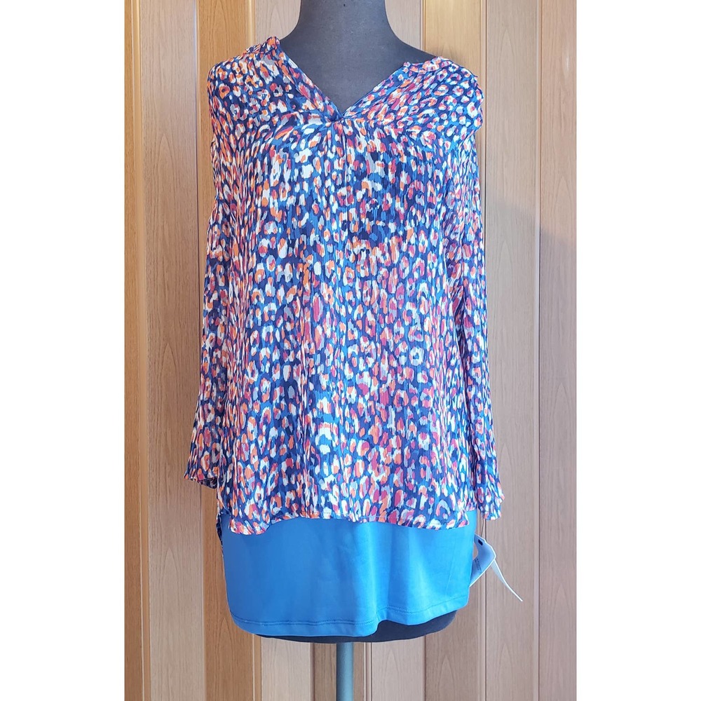 Liz Claiborne size medium NWT red & blue long sleeve 2 piece blouse